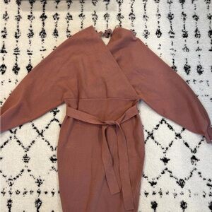 NWOT Dusty Pink Tie-Waist Knit Dress
